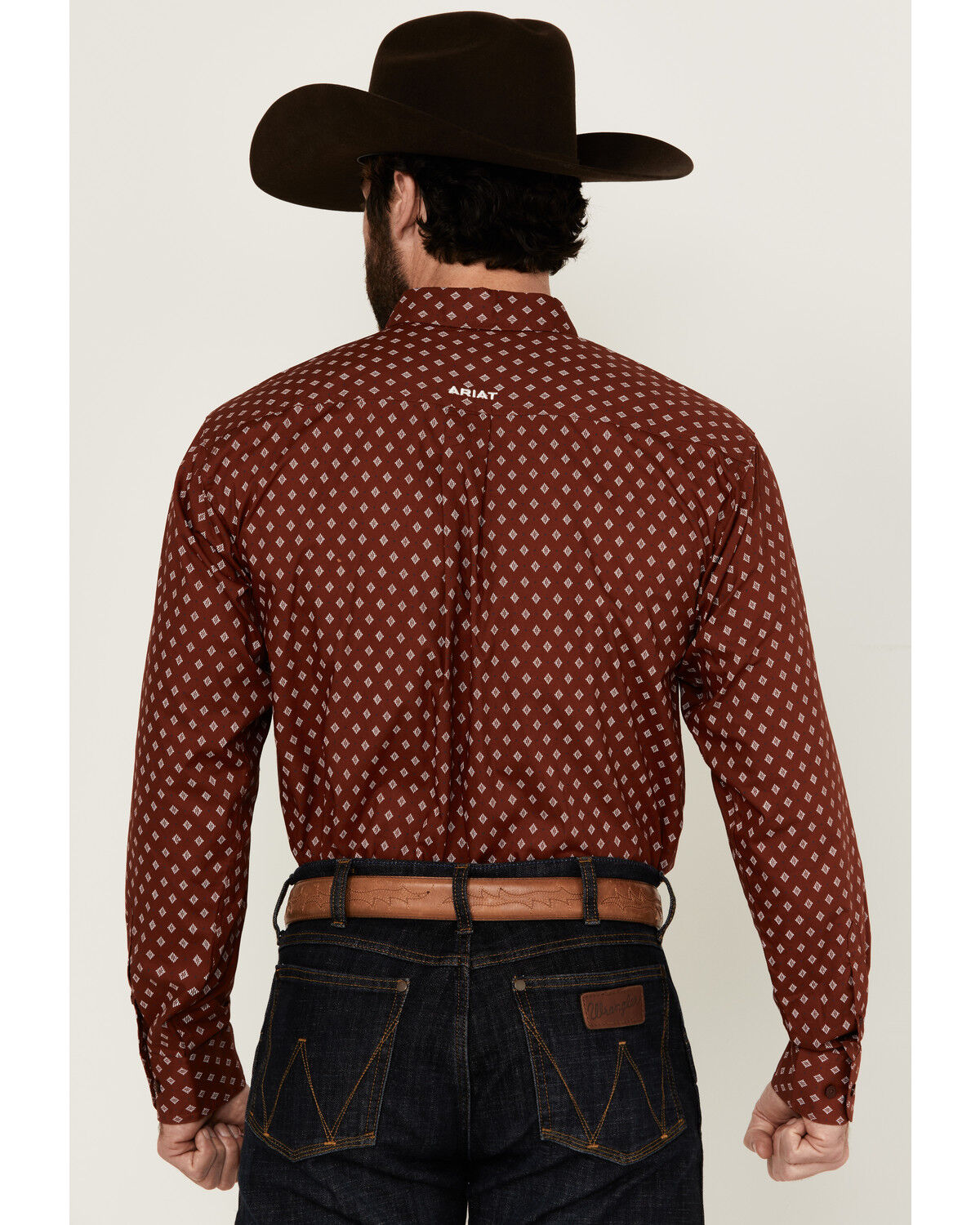 Image #4 - Ariat Men's Pax Geo Print Long Sleeve Button-Down Western Shirt, Burgundy, hi-res