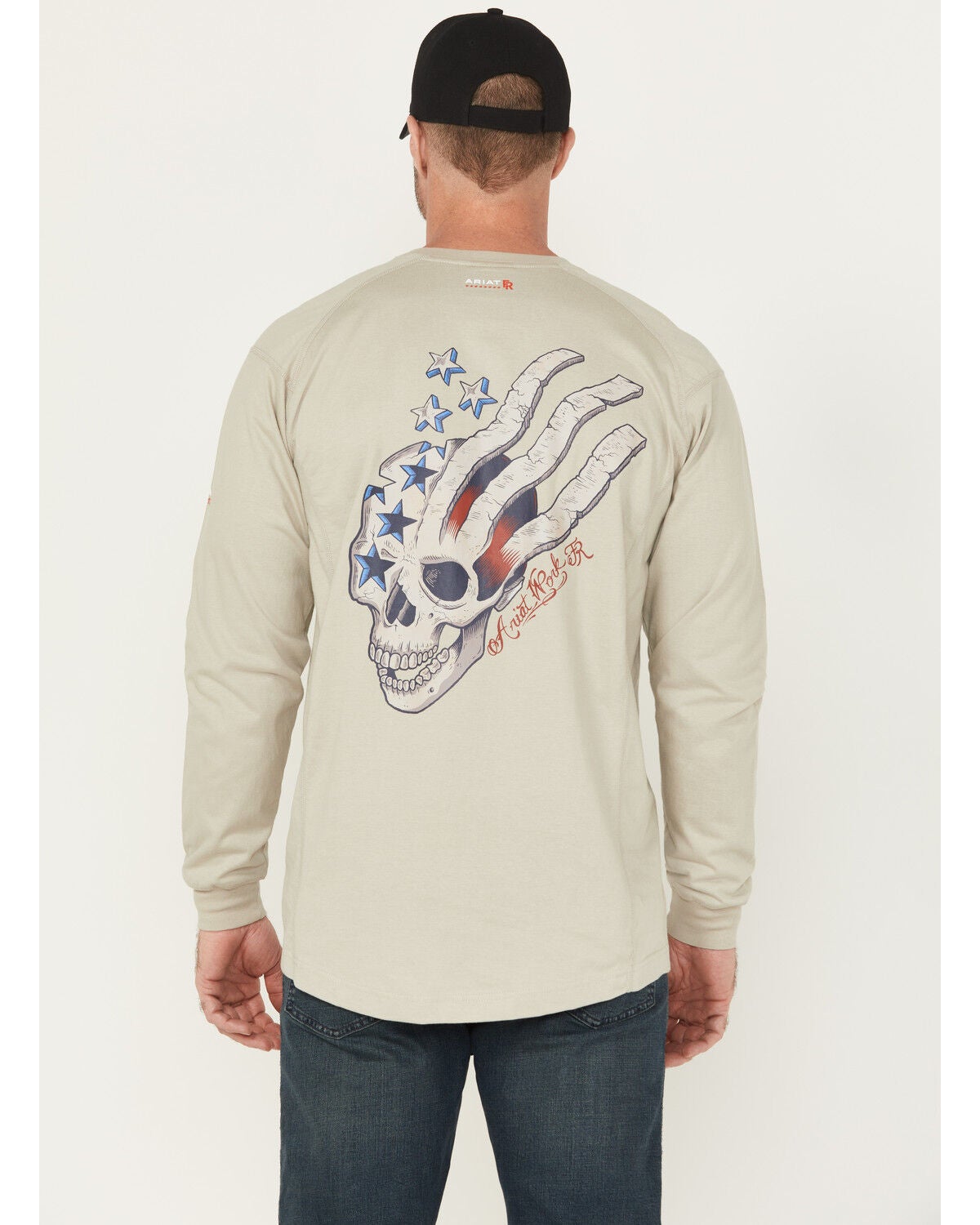 Image #1 - Ariat Men's FR Air USA Scream Long Sleeve Work T-Shirt, Grey, hi-res