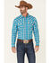 Cody James Men's Briar Patch Plaid Long Sleeve Snap Western Shirt , Teal, hi-res