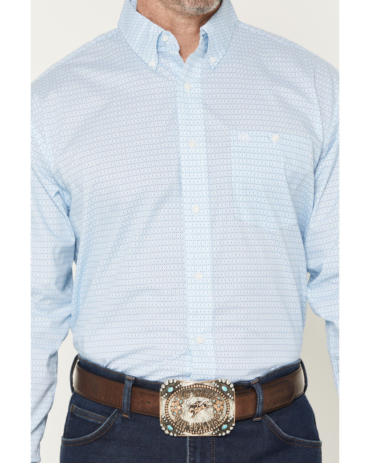 Image #3 - Wrangler Men's Geo Print Long Sleeve Button-Down Stretch Western Shirt - Tall, Blue, hi-res