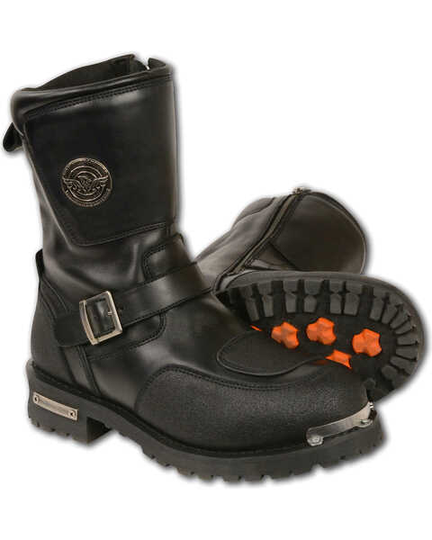 Image #1 - Milwaukee Leather Men's Reflective Piping Gear Shift Protection Boots - Round Toe , Black, hi-res