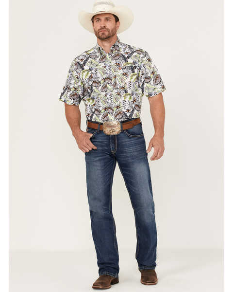 Image #2 - Ariat Men's Blaine Floral Print Short Sleeve Button Down Western Shirt , White, hi-res