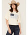 Image #1 - Originality Women's USA Flag Short Sleeve Sweater, Cream, hi-res