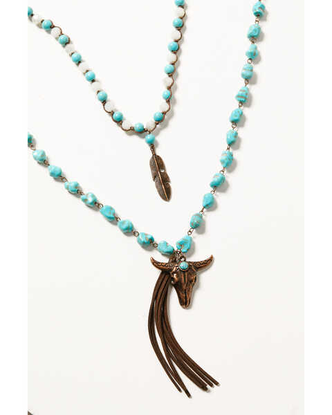 Image #1 - Shyanne Women's Mystic Skies Longhorn Tassel Layered Necklace, Rust Copper, hi-res