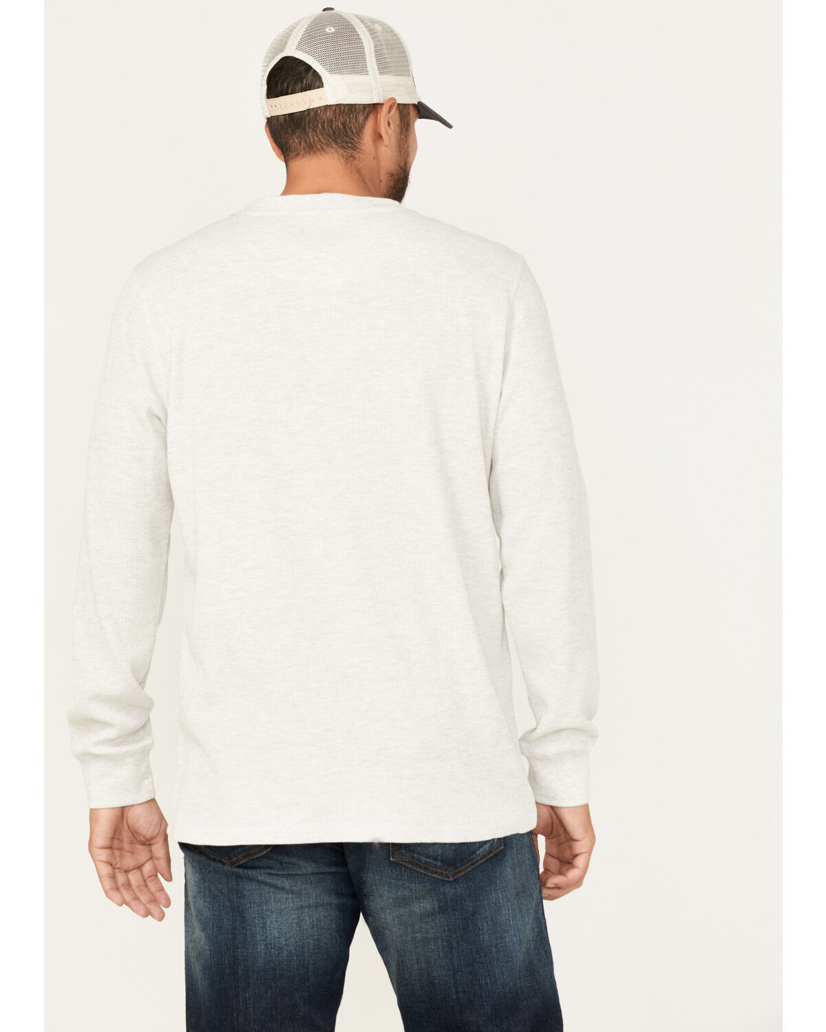 Image #4 - North River Men's Heathered Waffle Long Sleeve Henley, Natural, hi-res