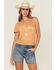 Image #1 - Youth in Revolt Women's Whiskery One Shoulder Tee, Mustard, hi-res