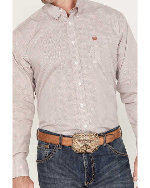 Image #3 - Cinch Men's Geo Print Button-Down Long Sleeve Western Shirt, White, hi-res