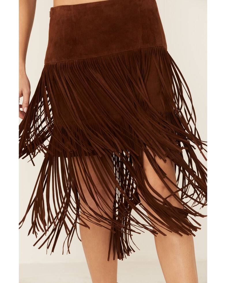 Stetson Women's Brown Fringe Suede Skirt Sheplers