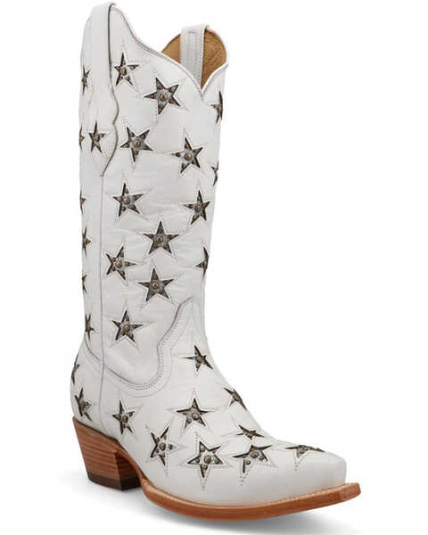 Black Star Women's Marfa Star Inlay Studded Western Boots - Snip Toe , Silver, hi-res