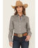 Image #1 - Cinch Women's Medallion Print Long Sleeve Button-Down Western Shirt, Light Blue, hi-res