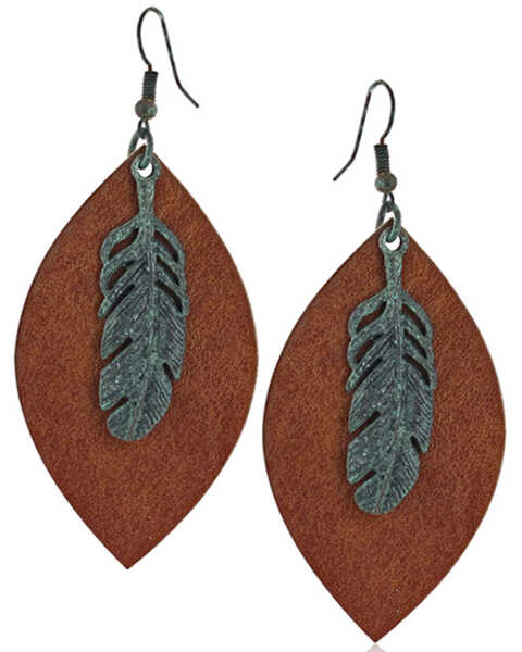 Image #1 - Montana Silversmiths Women's Natured Feather Soft Leather Earrings, No Color, hi-res