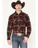 Image #1 - Wrangler Retro Men's Plaid Print Long Sleeve Snap Flannel Shirt, Burgundy, hi-res