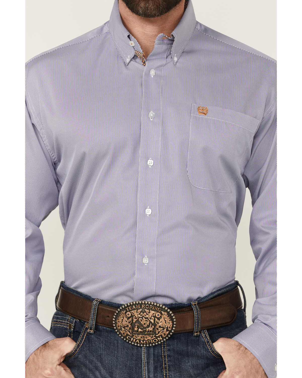 Image #3 - Cinch Men's Striped Print Long Sleeve Button-Down Stretch Western Shirt, Purple, hi-res