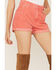 Image #2 - Rolla's Women's High Rise Corduroy Dusters Slim Shorts, Coral, hi-res