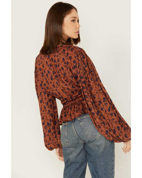 Image #4 - Jen's Pirate Booty Women's Floral Print Long Sleeve Wildflower Tarot Top, Rust Copper, hi-res