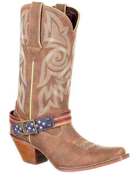 Durango Women's Crush Flag Accessory Western Boots, Brown, hi-res