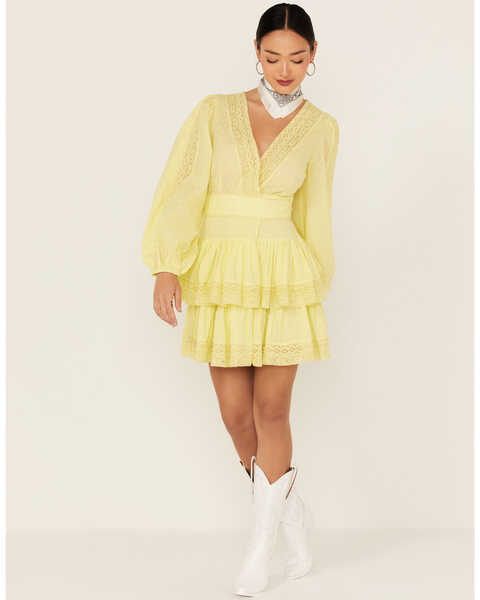 Maia Bergman Women's Mika Lace Tiered Dress, Yellow, hi-res
