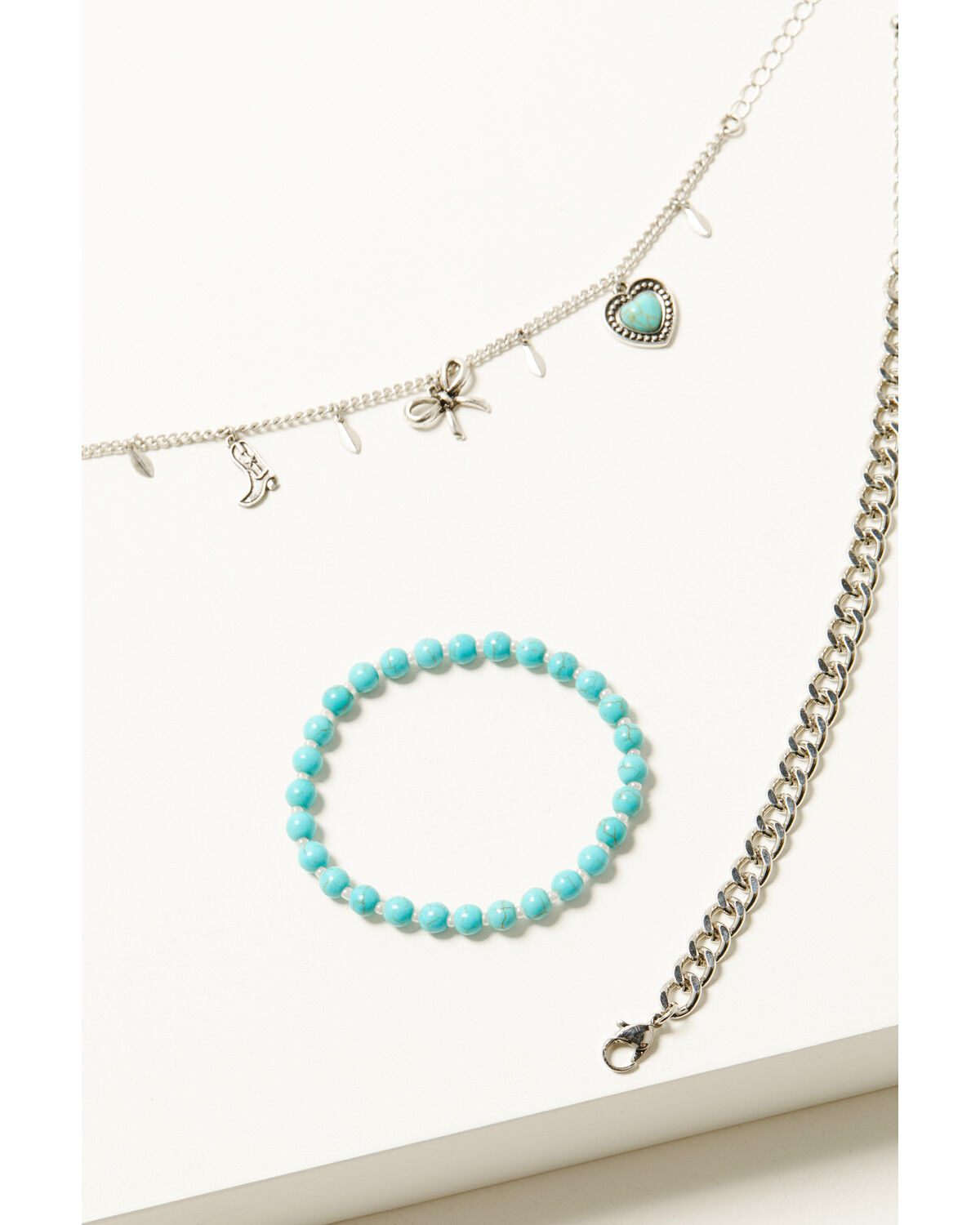 Image #1 - Shyanne Women's Bead and Charm Bracelet Set - 3 Piece, Silver, hi-res