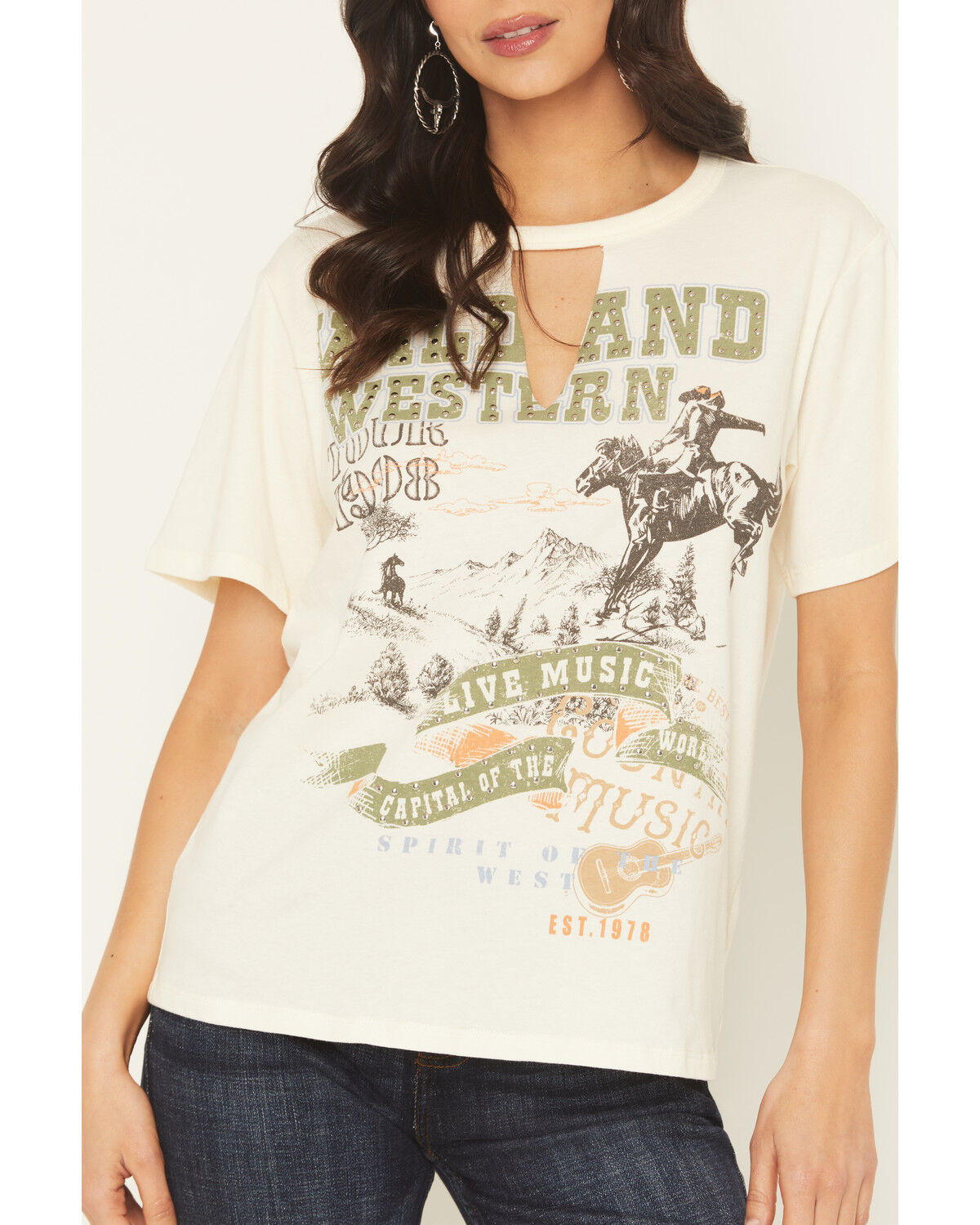 Image #3 - Idyllwind Women's Wild And Western Short Sleeve Graphic Tee, Cream, hi-res