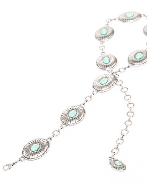 Image #2 - Shyanne Women's Turquoise Concho Link Belt, Silver, hi-res