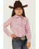 Image #1 - Shyanne Girls' Plaid Print Long Sleeve Snap Western Shirt, Lavender, hi-res