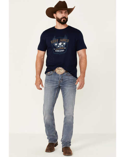 Cody James Men's Heather Navy Eagle Western Graphic Short Sleeve T-Shirt , , hi-res