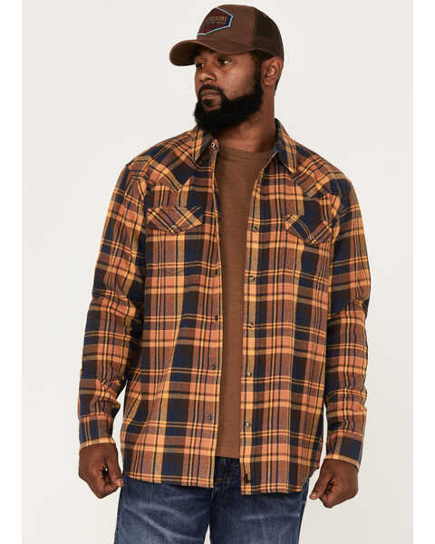Image #2 - Cody James Men's Wood Chuck Large Plaid Print Snap Western Flannel Shirt , Brown, hi-res