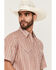 Image #2 - Ely Walker Men's Barbed Wire Striped Short Sleeve Pearl Snap Western Shirt, Rust Copper, hi-res