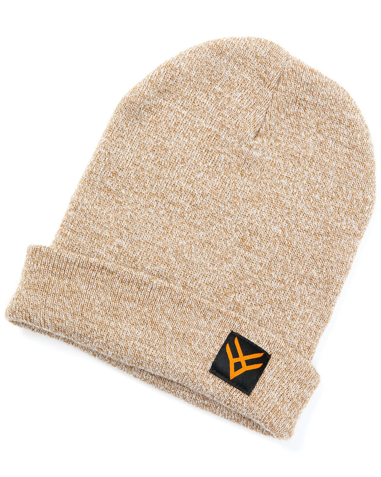 Hawx® Men's Heather Brown Logo Patch Beanie , Lt Brown, hi-res