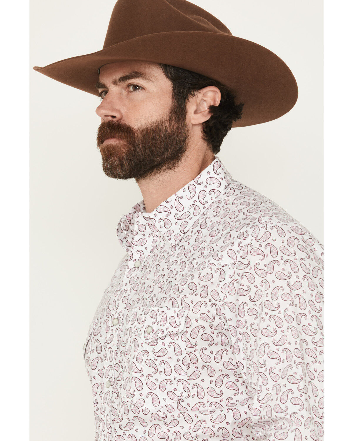 Image #2 - Wrangler Men's 20X Paisley Print Long Sleeve Snap Stretch Western Shirt - Tall, White, hi-res