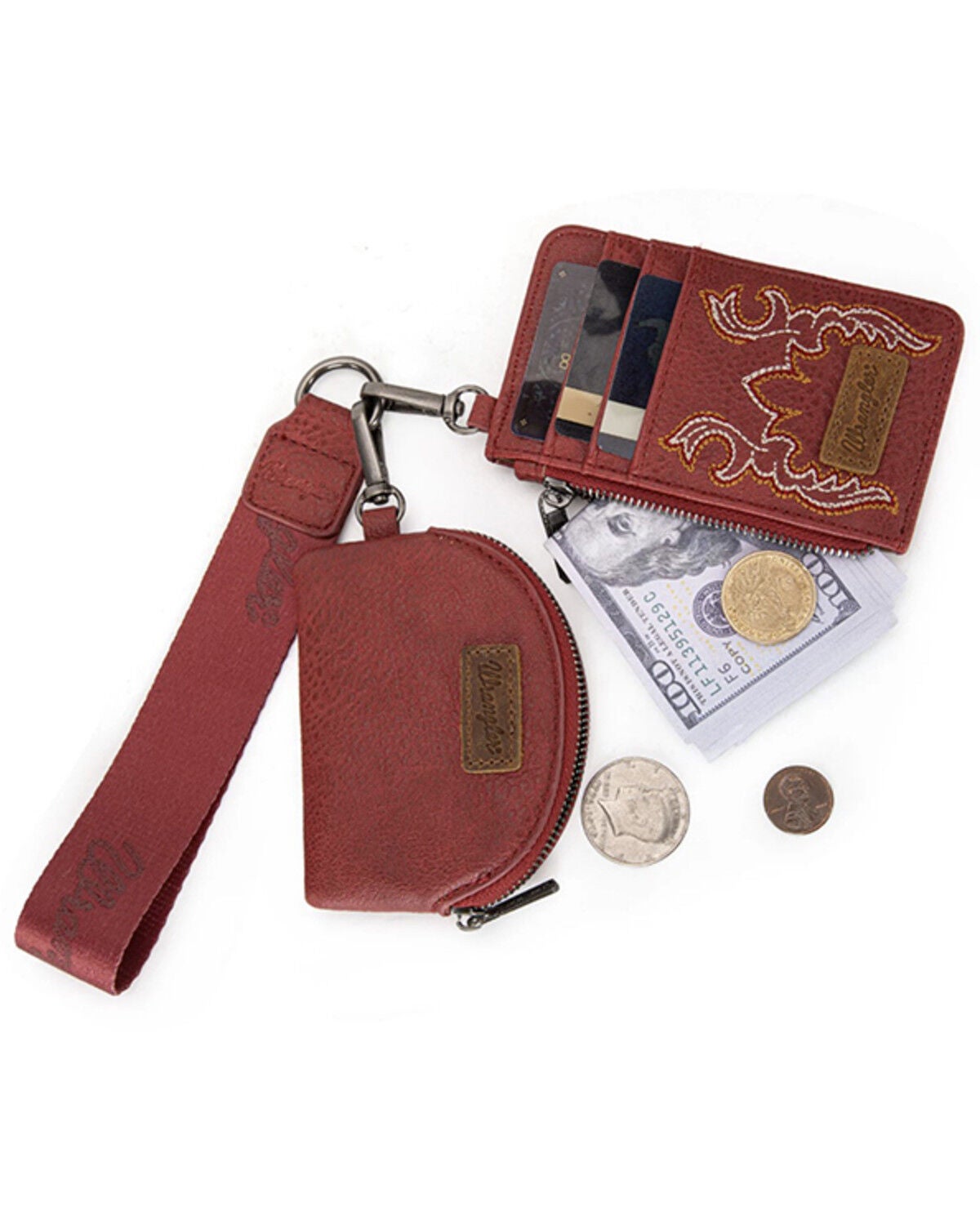 Image #3 - Wrangler Women's Jessie Embroidered Wristlet, Red, hi-res