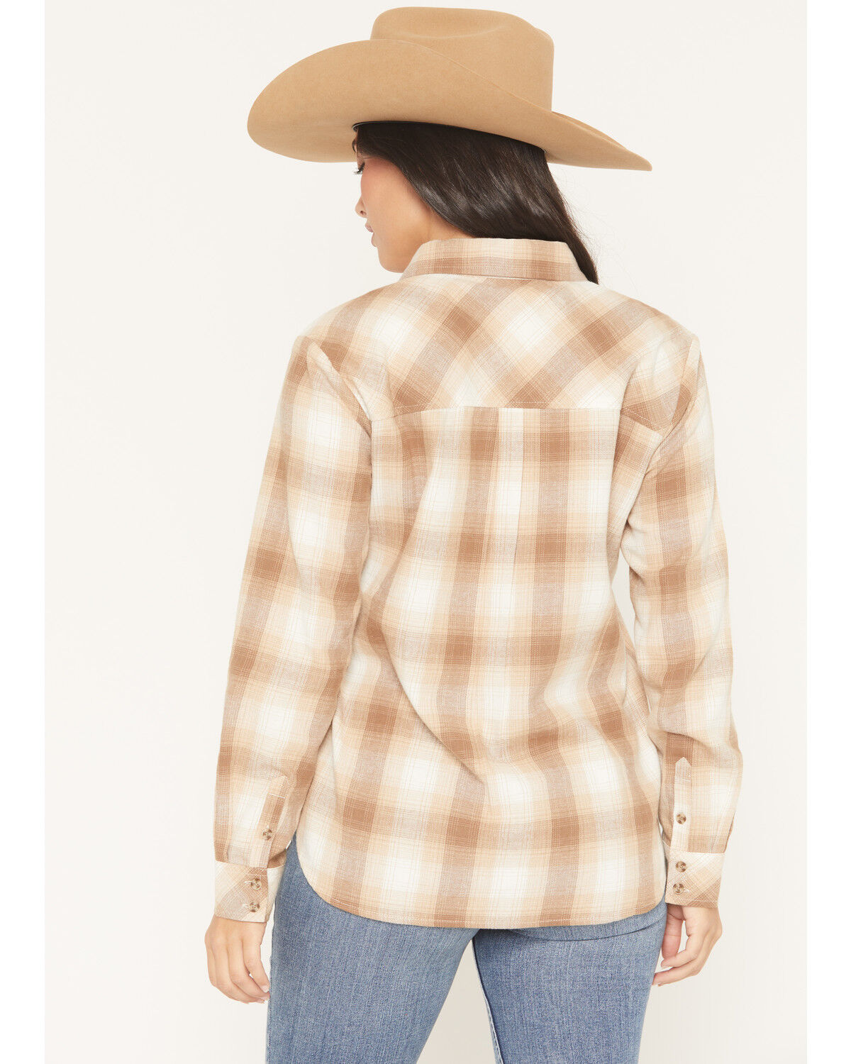Image #4 - Shyanne Women's Vistas Plaid Print Long Sleeve Button-Down Flannel Shirt, Coffee, hi-res