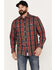 Image #1 - Resistol Men's Yuma Plaid Print Long Sleeve Button Down Western Shirt, Black/red, hi-res