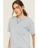 Image #2 - Cleo & Wolf Women's Boyfriend Short Sleeve Pocket Tee, Light Blue, hi-res