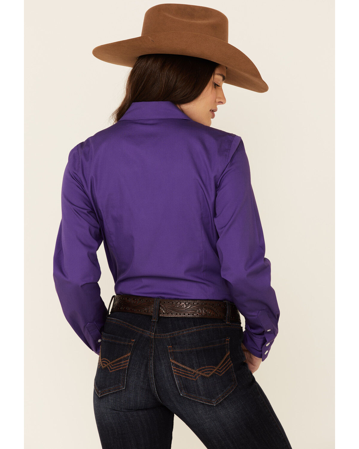 Image #4 - Cinch Women's Solid Purple Long Sleeve Button-Down Western Core Shirt, Purple, hi-res