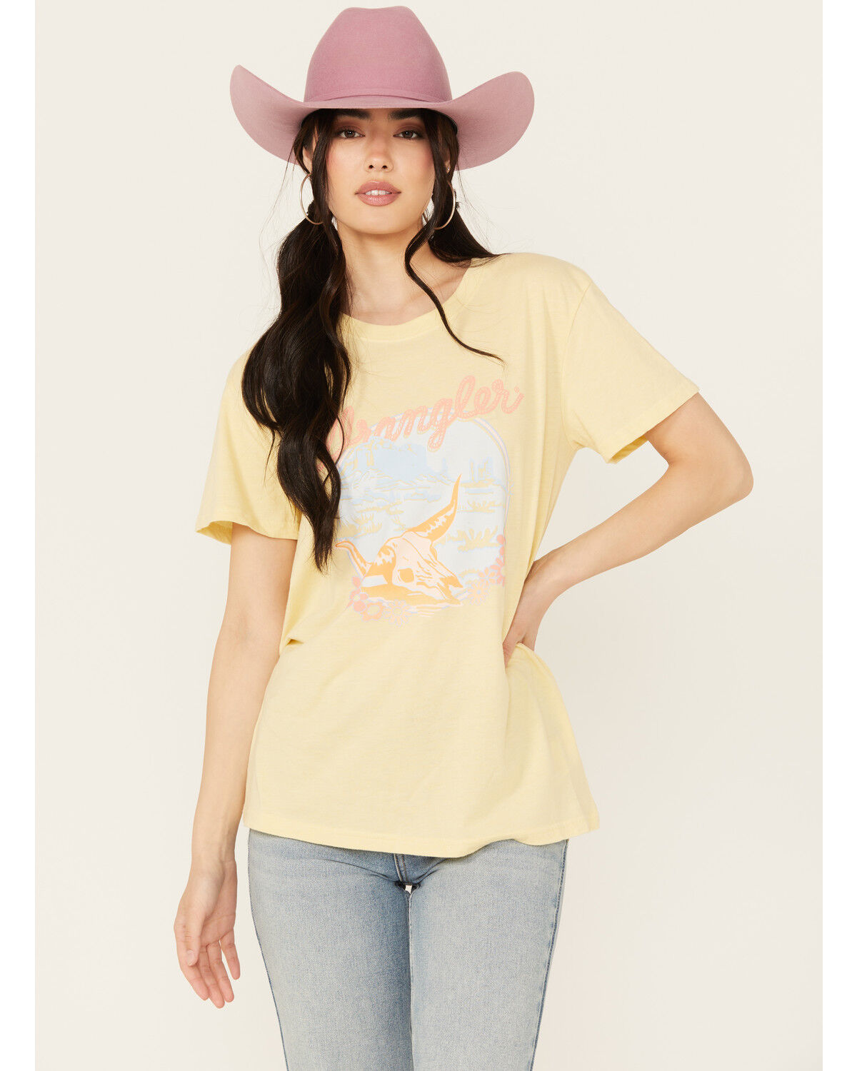 Image #1 - Wrangler Women's Desert Scene Short Sleeve Graphic Tee, Yellow, hi-res