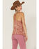 Miss Me Women's Medallion Print Lace Trim Cami, Rust Copper, hi-res