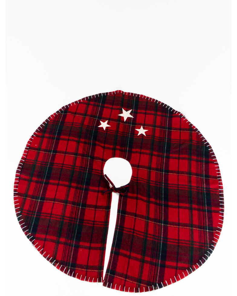Plaid Metallic Cowhide Tree Skirt Sheplers