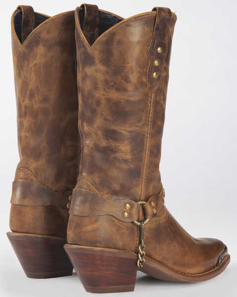 Image #3 - Abilene Women's Distressed Harness Western Boots - Pointed Toe, Tan, hi-res