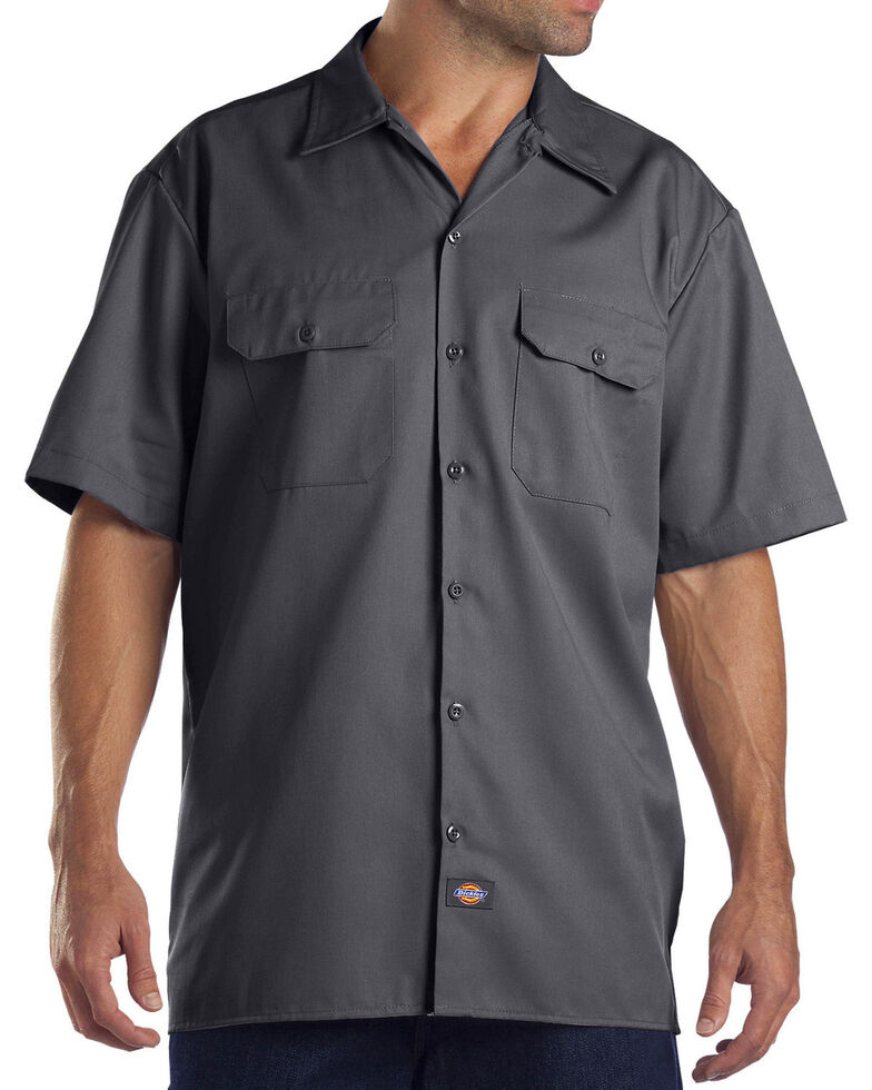 Dickies Men's Charcoal Flex Twill Work Shirt , Charcoal, hi-res
