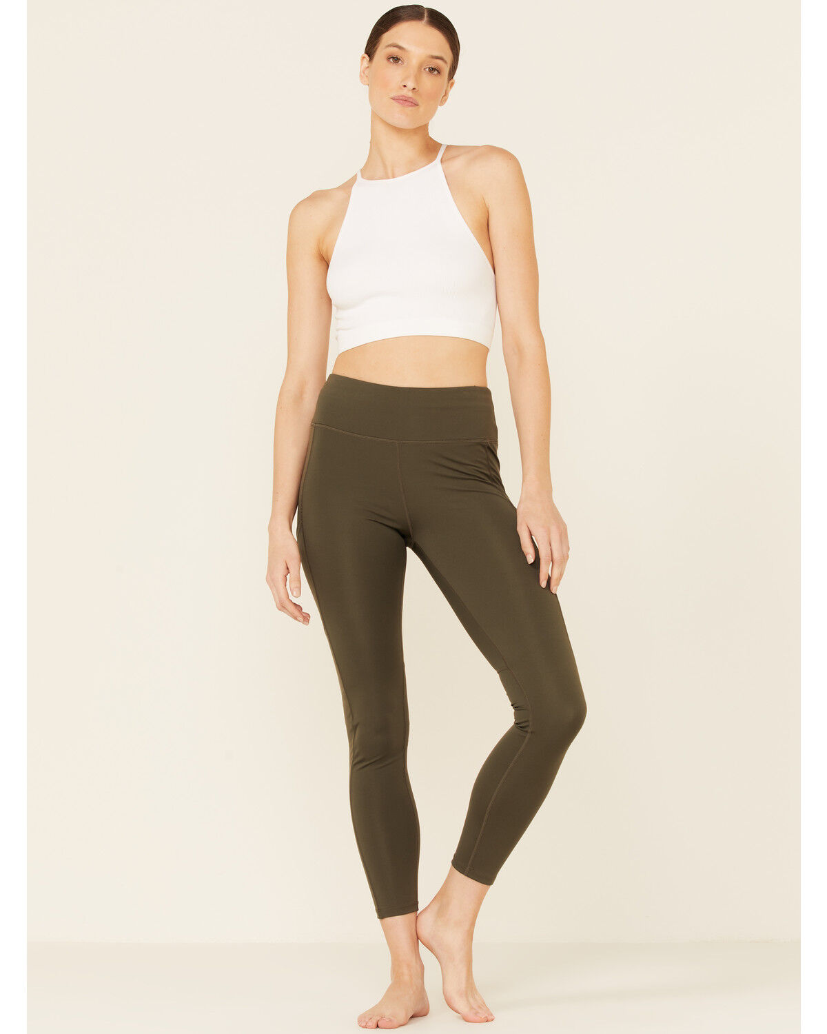 Image #1 - Forina Women's High Waisted Leggings, Olive, hi-res