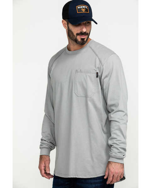 Image #3 - Hawx Men's FR Pocket Long Sleeve Work T-Shirt , Silver, hi-res