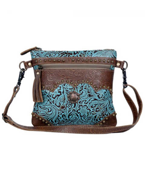 Myra Bag Women's Azure Tooled Bag, Brown, hi-res