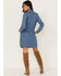 Wrangler Women's Denim Long Sleeve Western Dress, Blue, hi-res