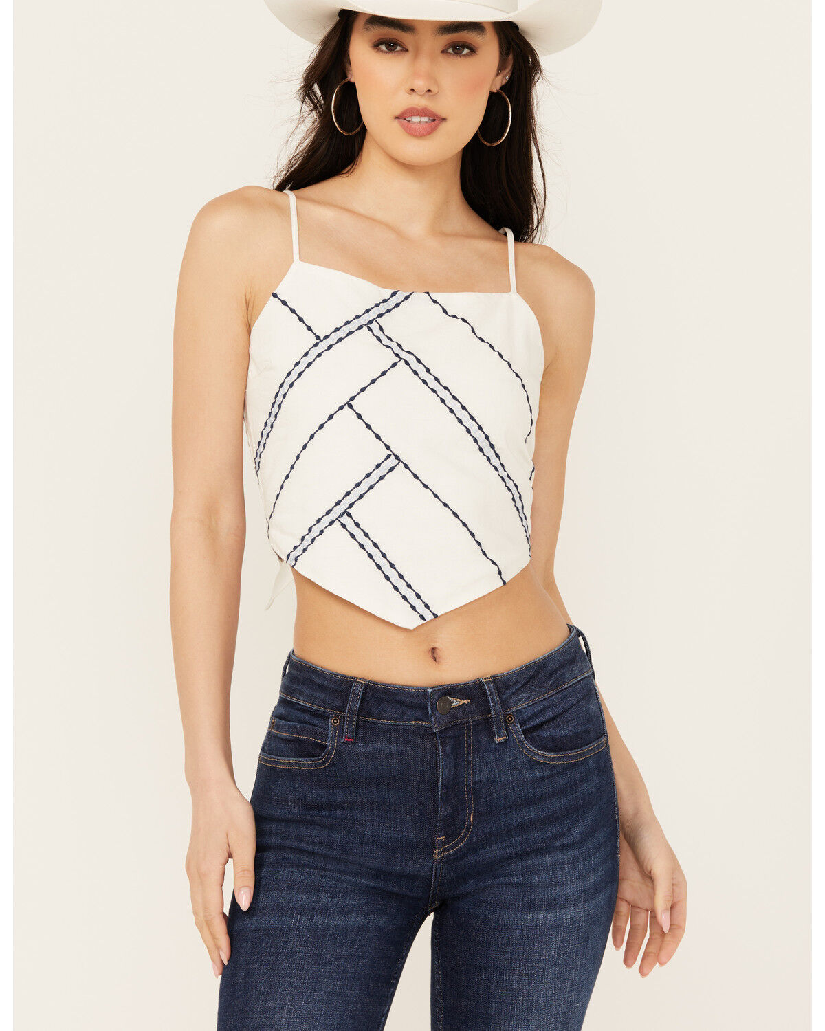 Image #1 - Roper Women's Bandana Camisole, White, hi-res