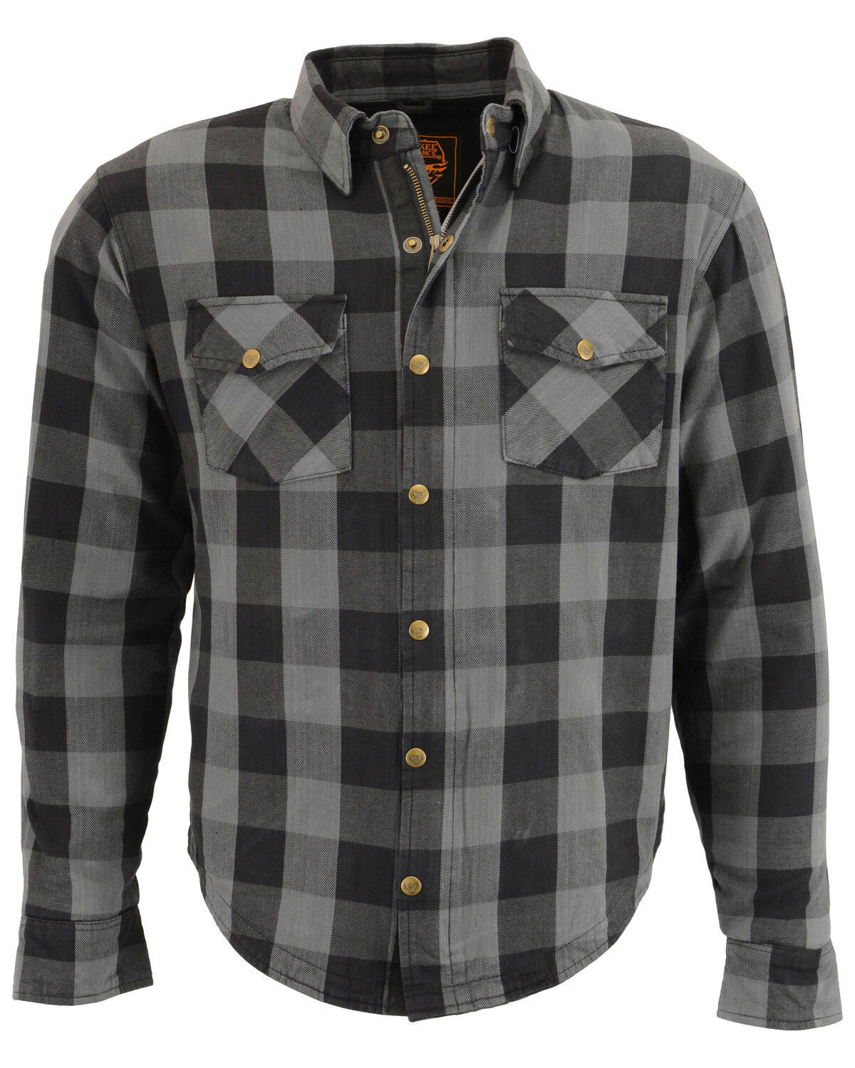 Milwaukee Performance Men's Aramid Checkered Plaid Biker Shirt, Dark Grey, hi-res