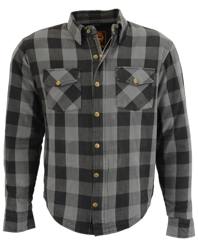 Milwaukee Performance Men's Aramid Checkered Plaid Biker Shirt, Dark Grey, hi-res