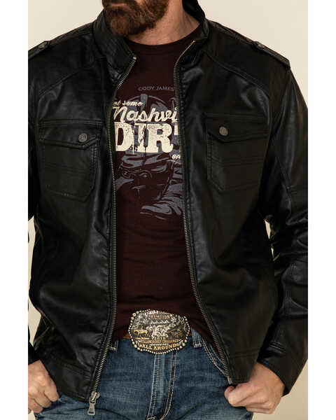 Cody James Men's Backwoods Distressed Faux Leather Moto Jacket - Tall , Black, hi-res