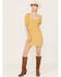 Image #1 - Beyond The Radar Women's Floral Print Mini Dress, Mustard, hi-res