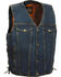 Image #1 - Milwaukee Leather Men's Side Lace Denim Vest with Chest Pockets - Big - 3X, Blue, hi-res